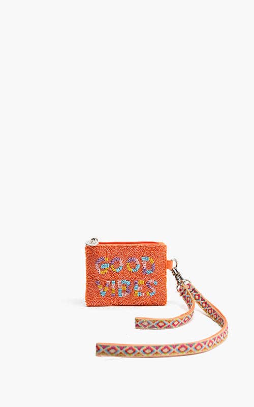 Good Vibes Hand Beaded Coin Bag