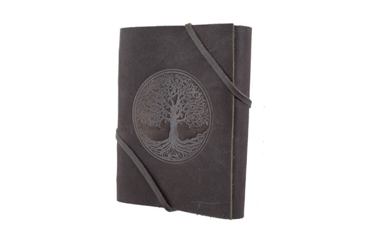 Leather Journal-Tree Of Life-5x7: Charcoal / 5x7-Unlined