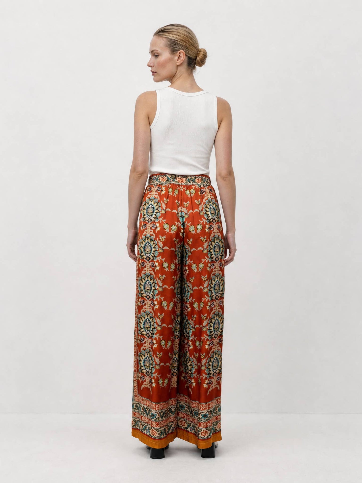Printed flowy pants: Blue