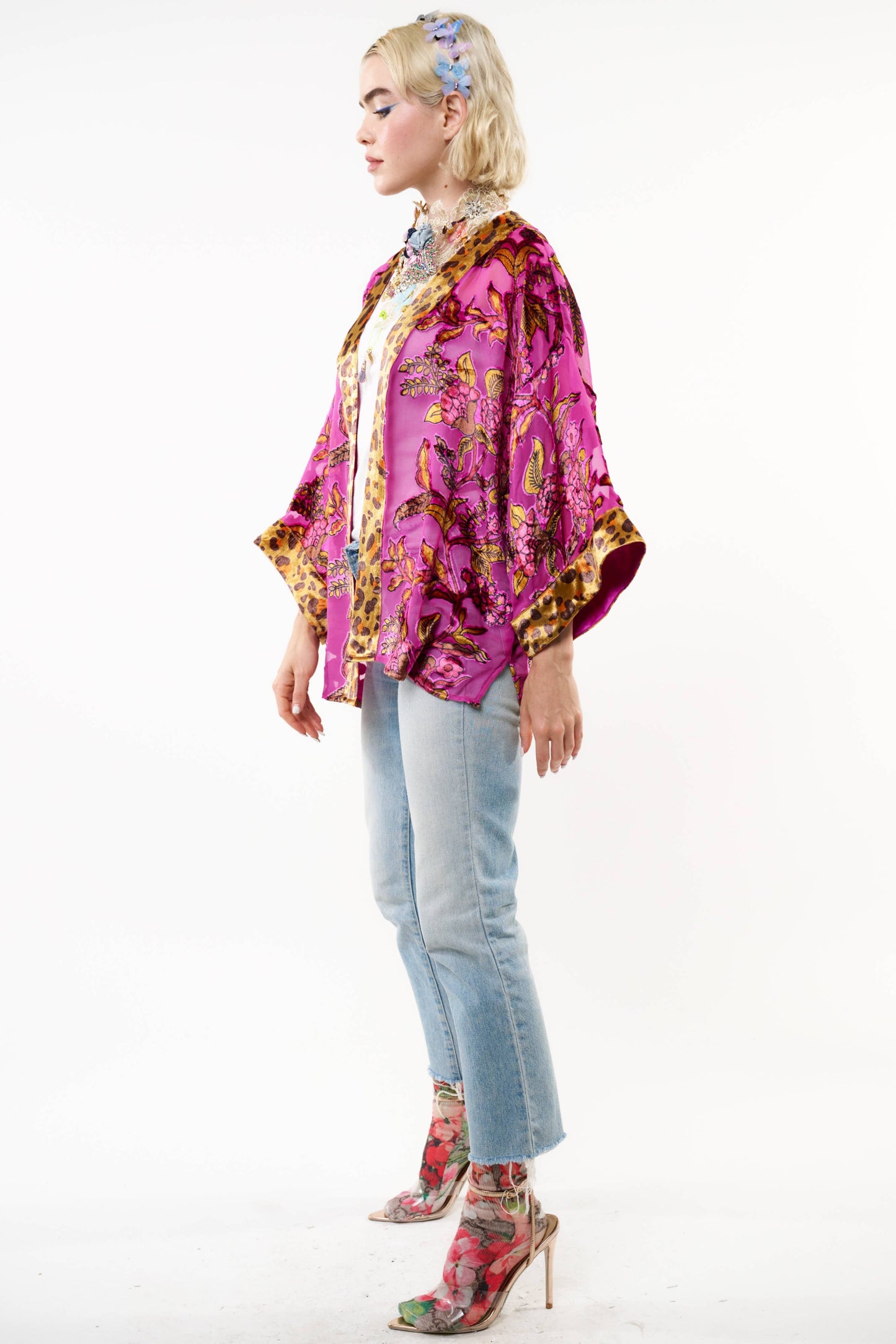 Holiday Jewels Kimono : Fuchsia / One Size