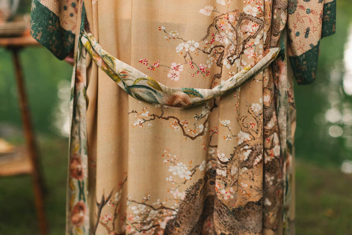 Fable Opera Duster Kimono Robe w/ Deer Moon & Blossom