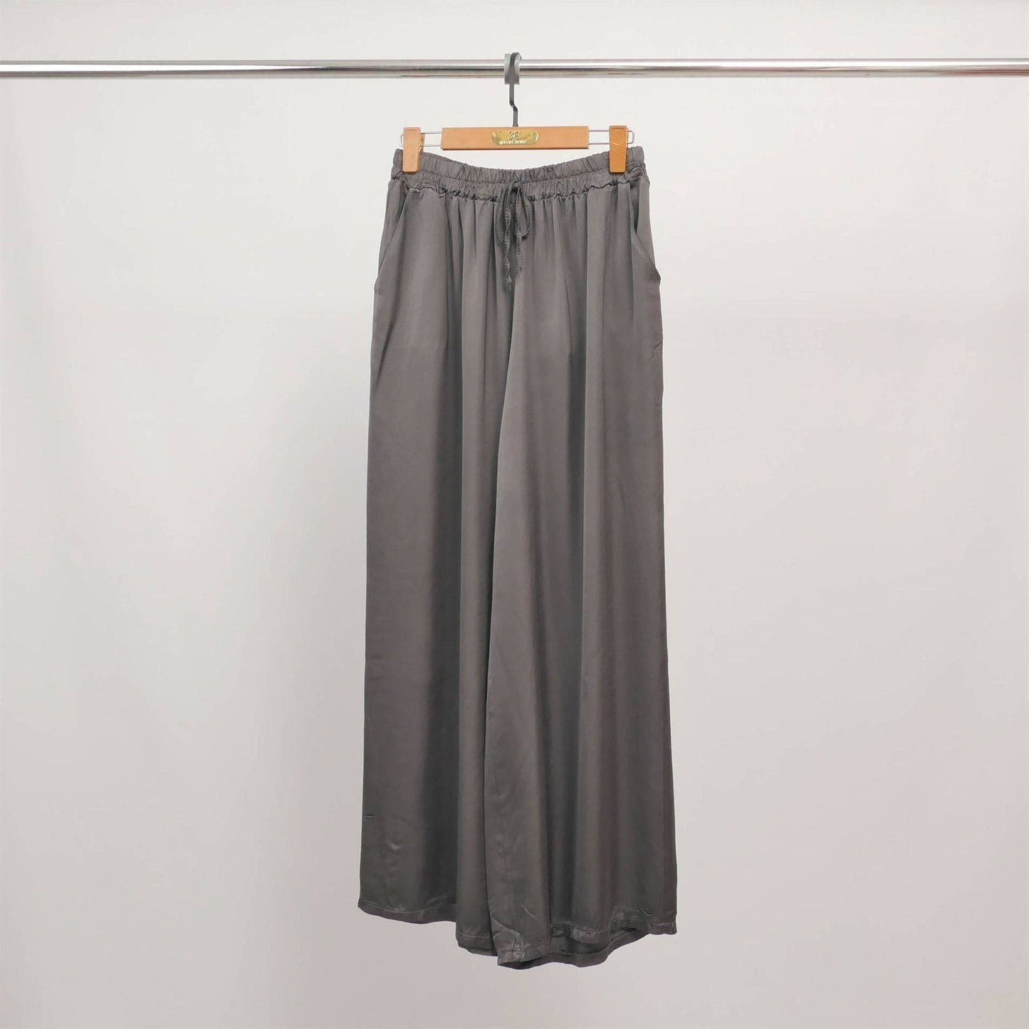 Wide fluid pants with elastic waistband KD6637VS-24: Marron