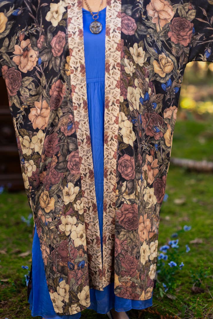 Lionheart Opera Duster w/ botanicals & Narnia inspired print