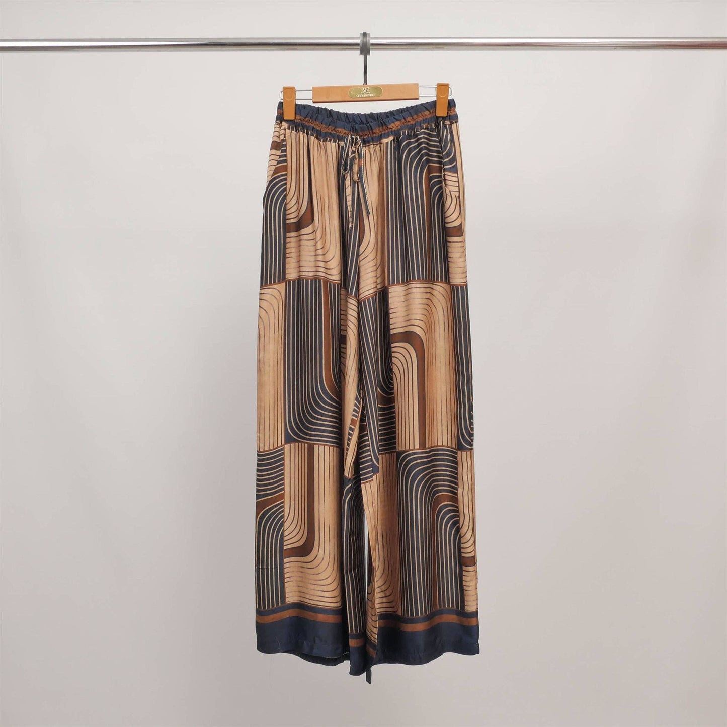 Pants with graphic print: Navy Blue- One size fits S to M