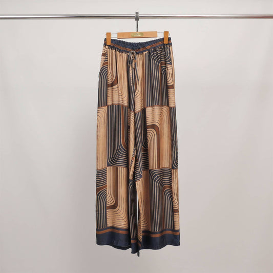 Pants with graphic print: Navy Blue- One size fits S to M