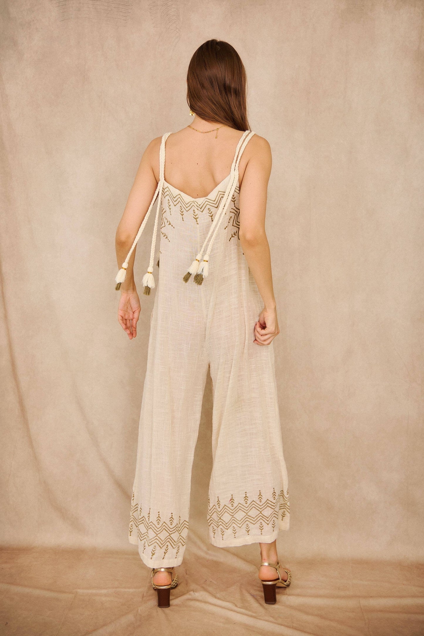 Linen look Cotton bohemian jumpsuit