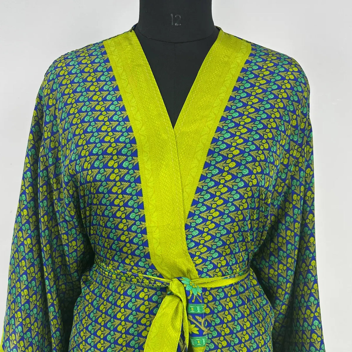 Recycle Silk Sari Short Kimono Boho Loungewear Beach Coverup