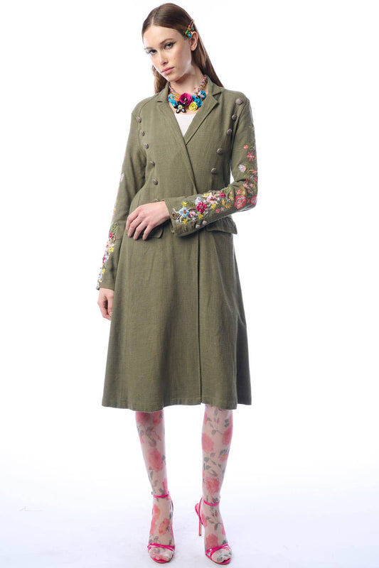 Cherish Coat - Olive | Trench Coat | Ramie Jacket: Olive / S