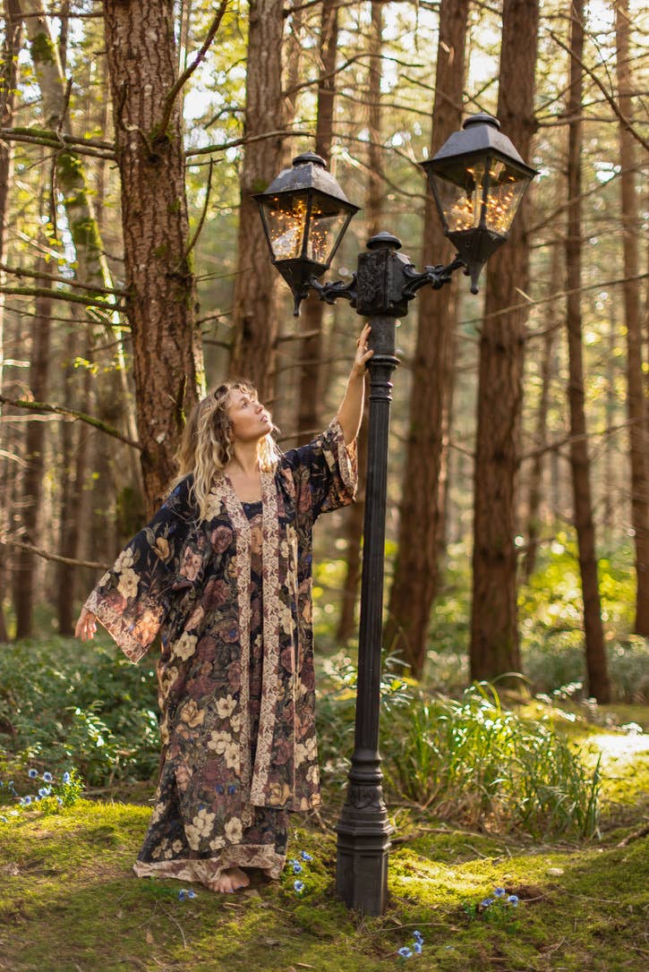 Lionheart Opera Duster w/ botanicals & Narnia inspired print