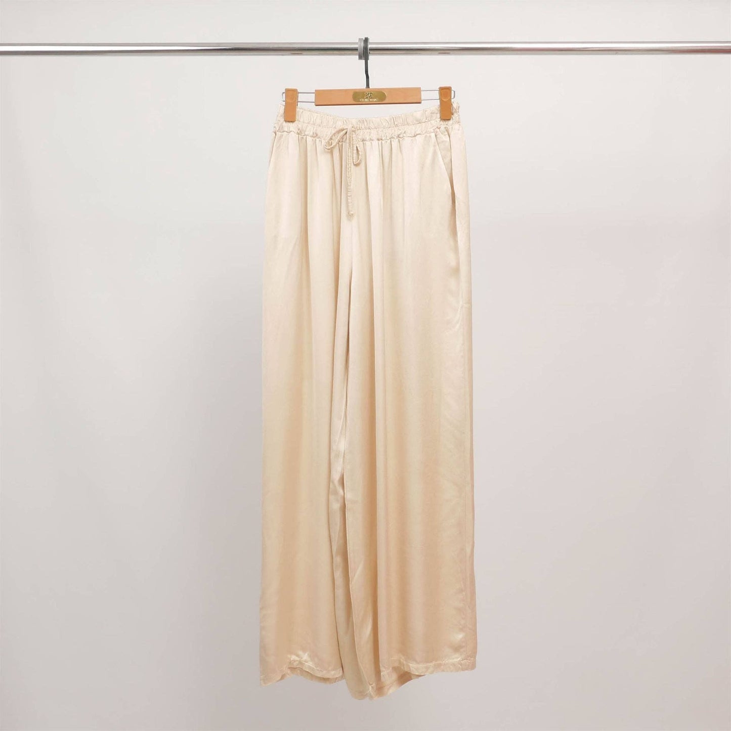 Wide fluid pants with elastic waistband KD6637VS-24: Marron