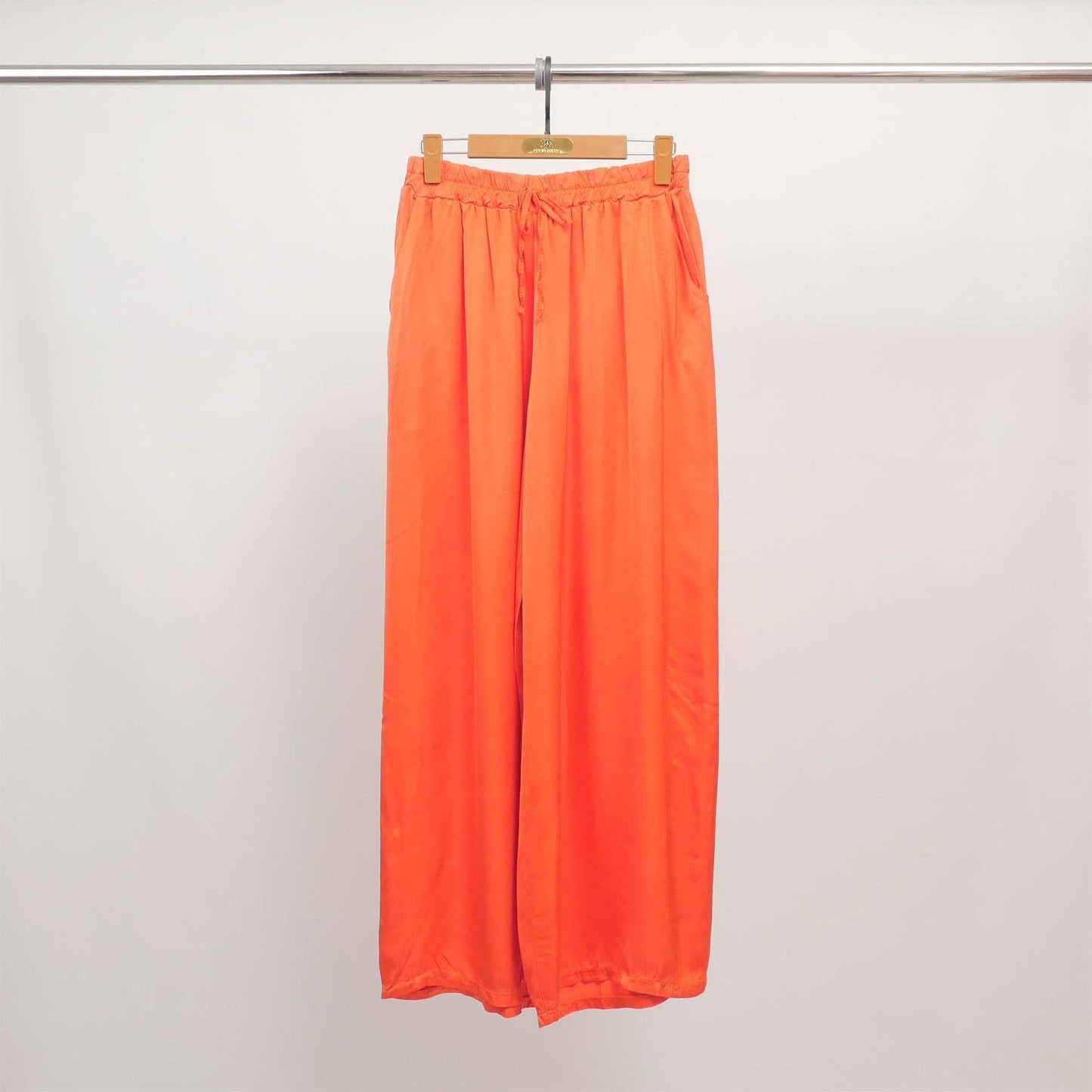 Wide fluid pants with elastic waistband KD6637VS-24: Marron