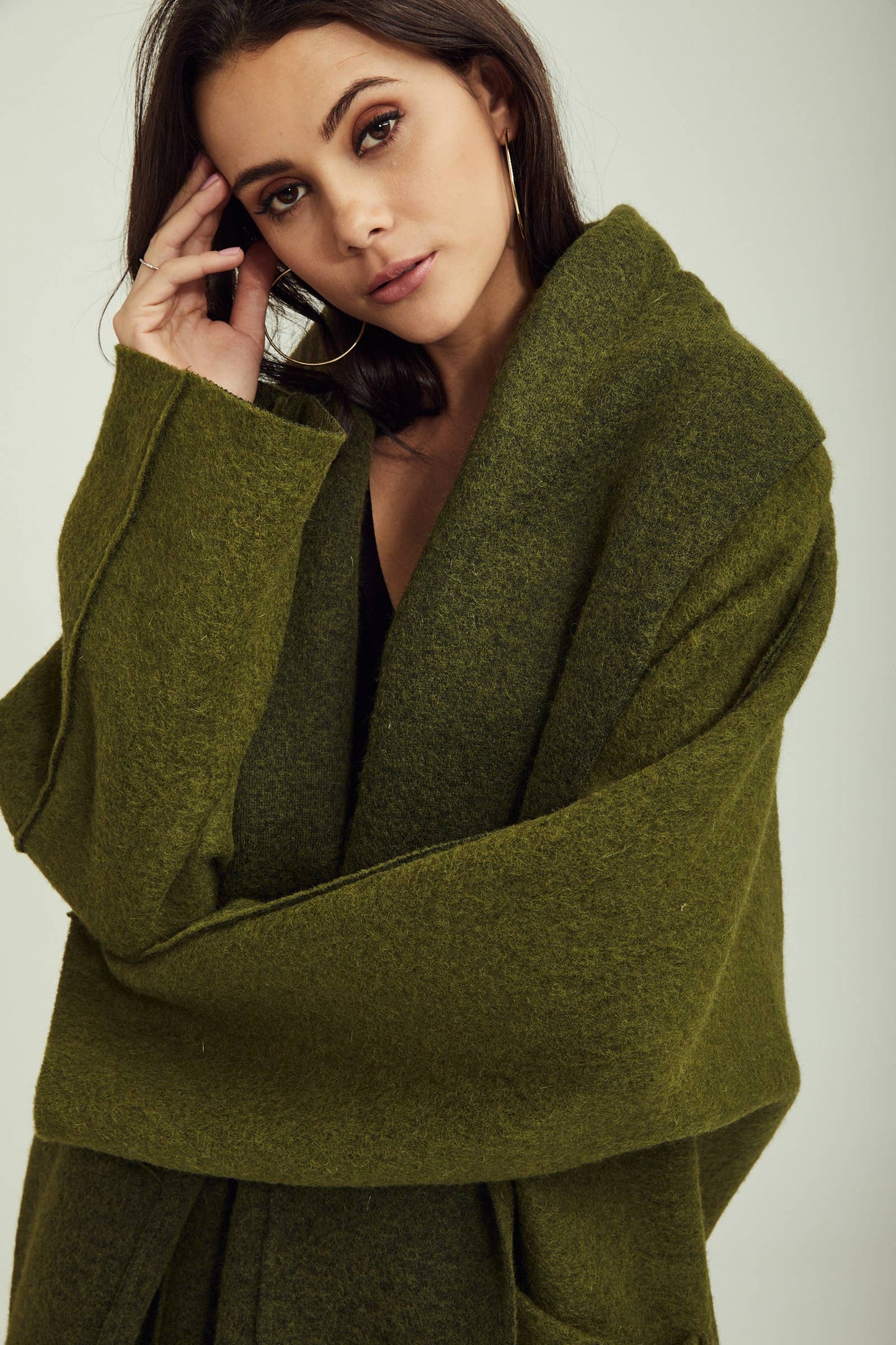 Italian Wool Coat: Khaki/ One size