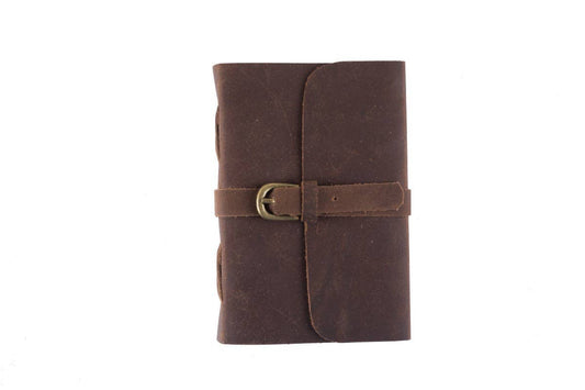 Leather Journal-Buckle-A6: Brown / A6-Lined