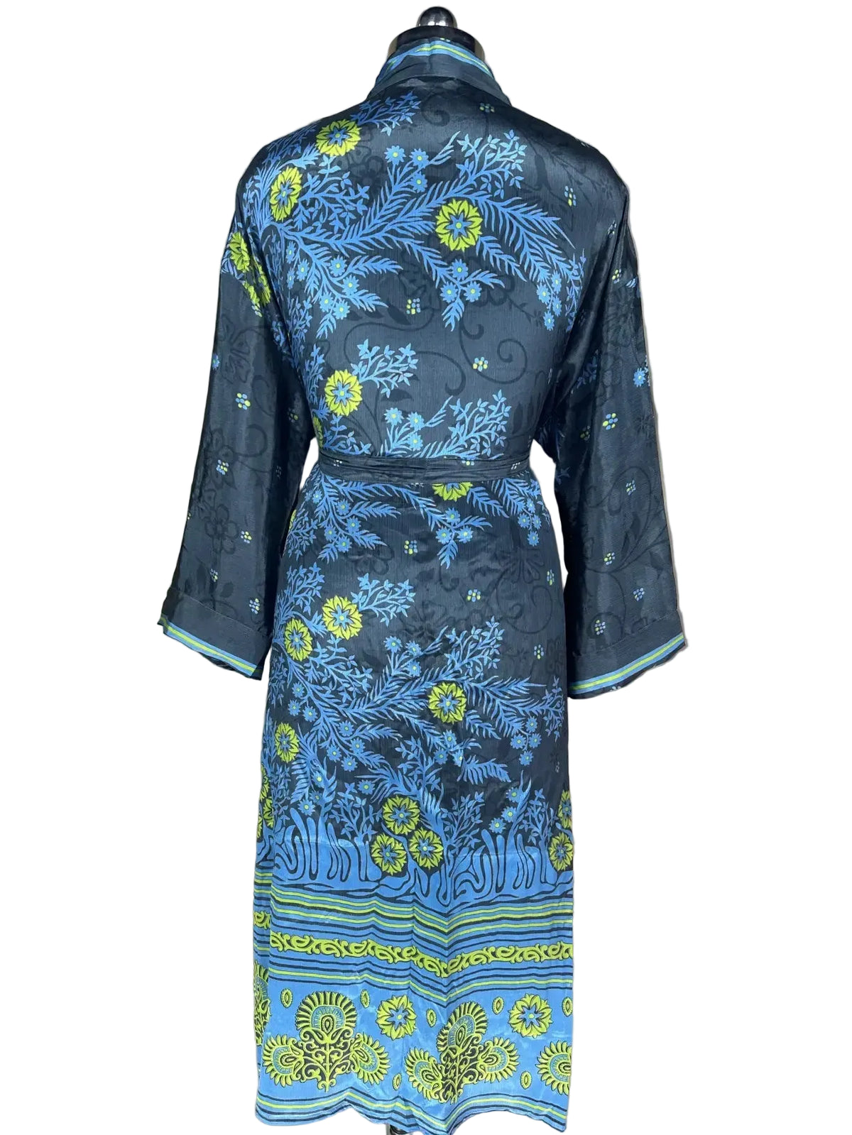 Vintage Crepe Silk Kimono Boho Robe Loungewear Beach Coverup