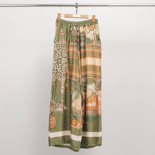 Tropical print viscose/silk blend pants-made in Italy