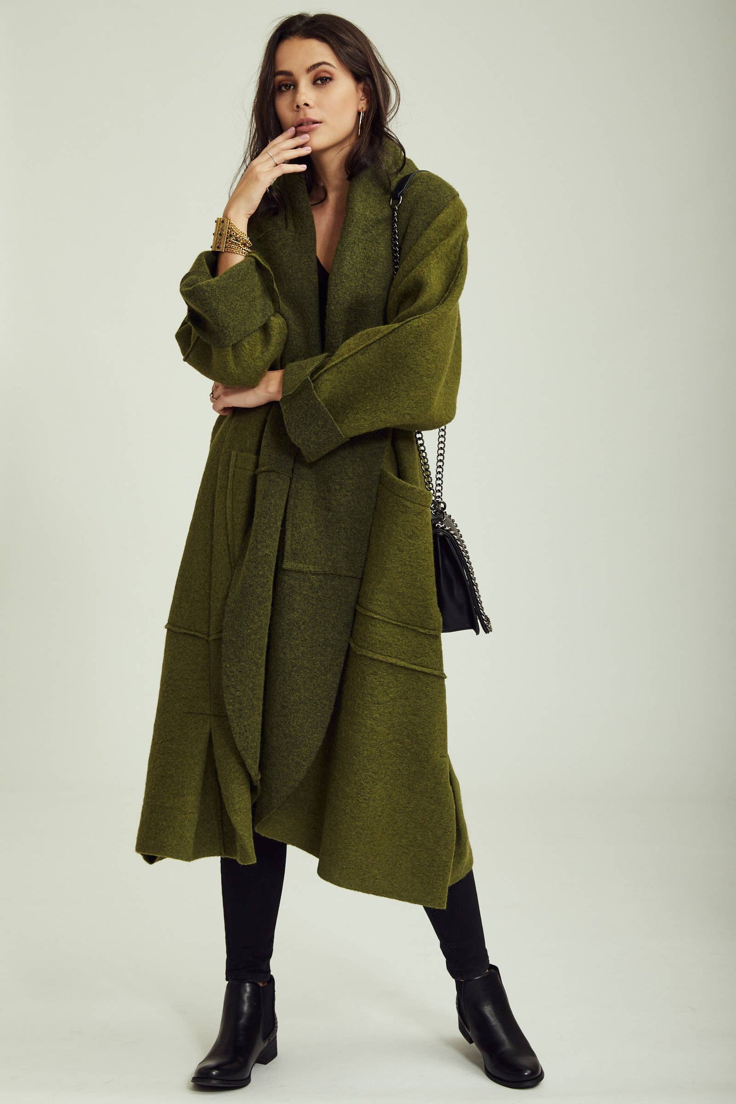 Italian Wool Coat: Khaki/ One size
