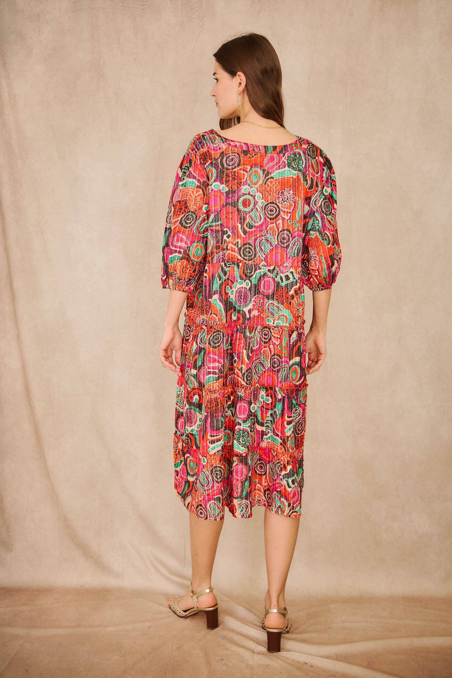 Patterned mid-length cotton dress