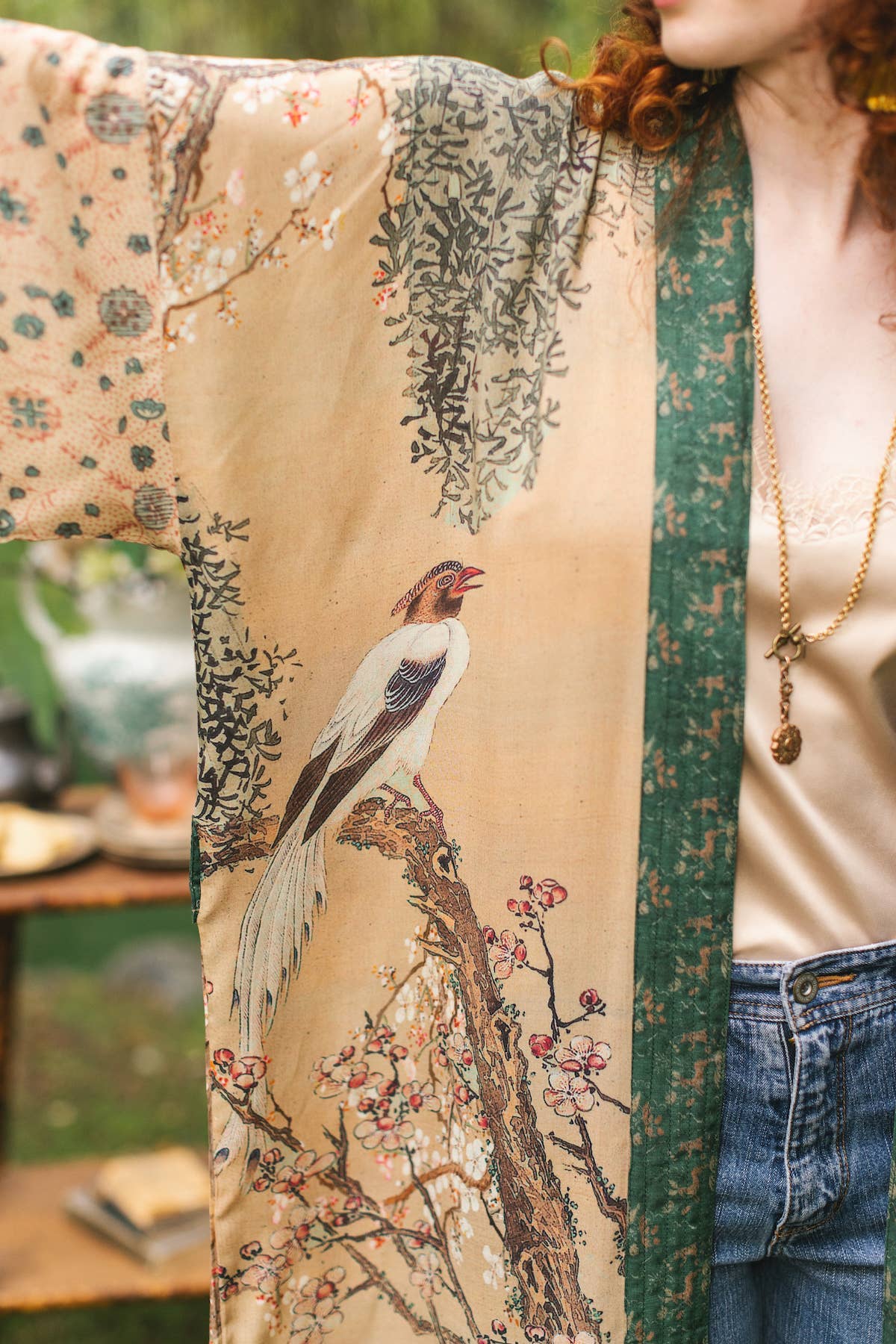 Fable Opera Duster Kimono Robe w/ Deer Moon & Blossom