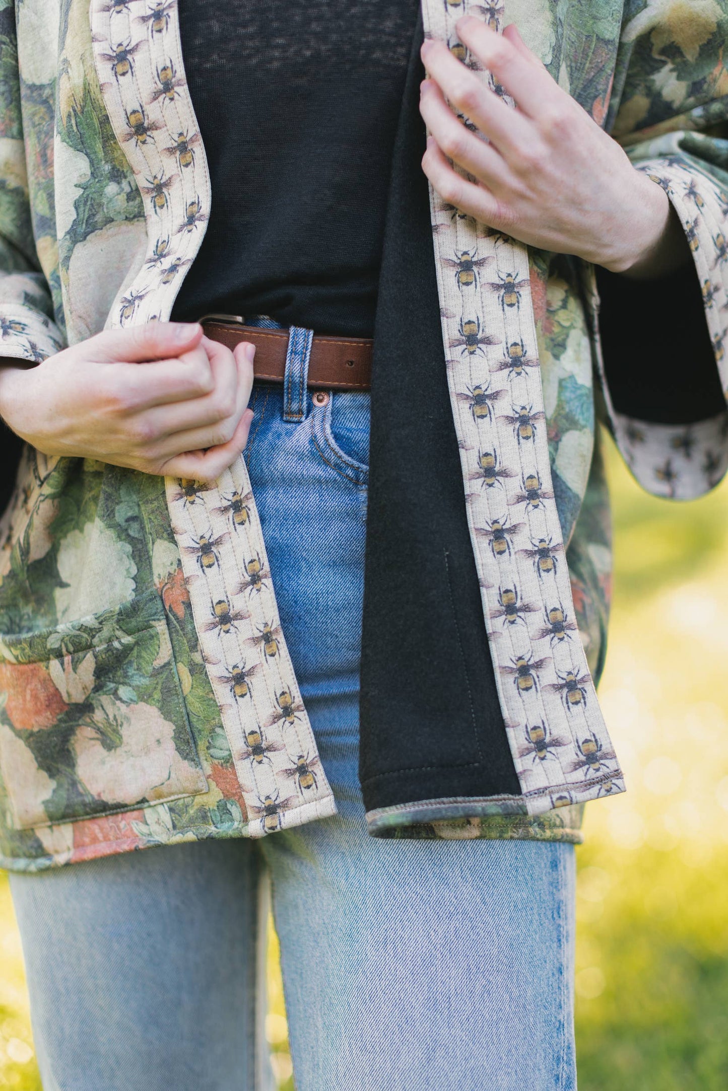 I Dream in Flowers Fleece Cottage Cardigan Kimono Jacket- One size