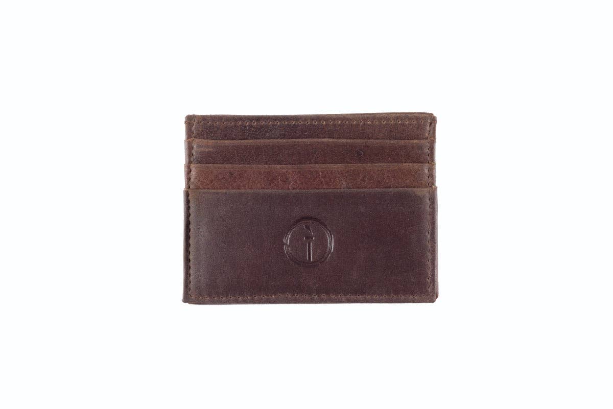 Leather Credit Card Holder: Crazy Horse Brown