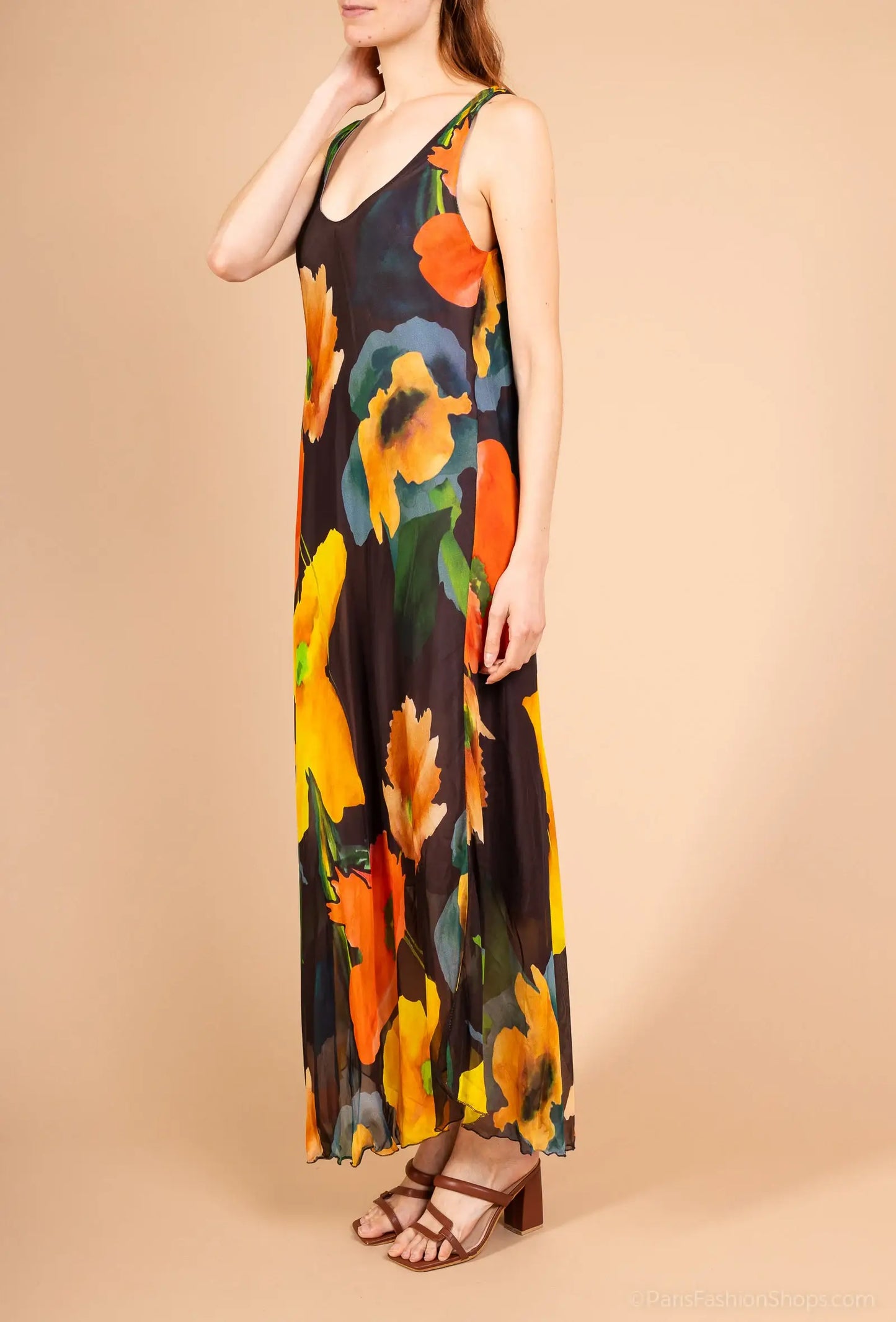Floral printed silk dress: 30% silk 70% viscose - Size S to M