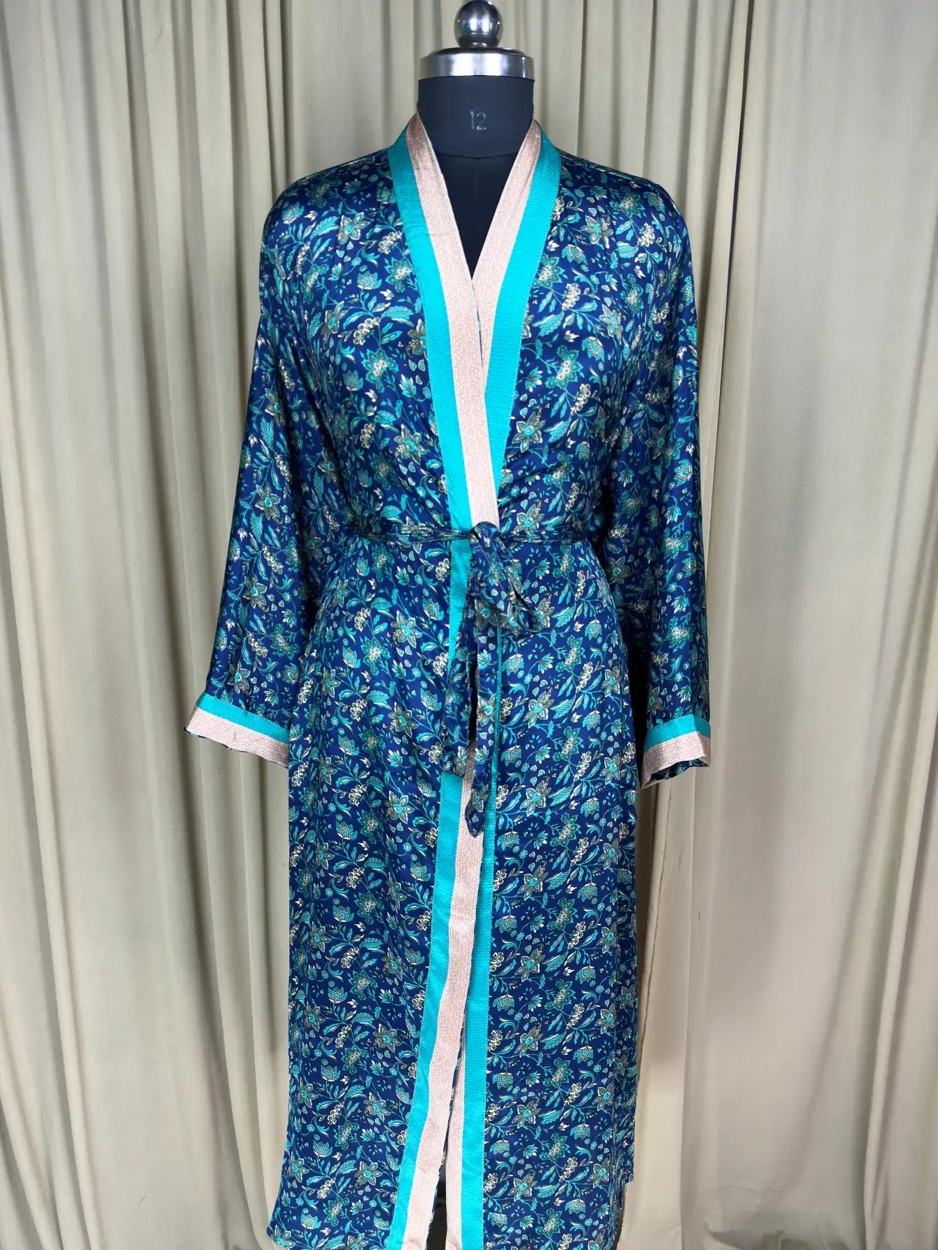 Recycle Silk Women Kimono Boho House Robe Beach Spa Cover up