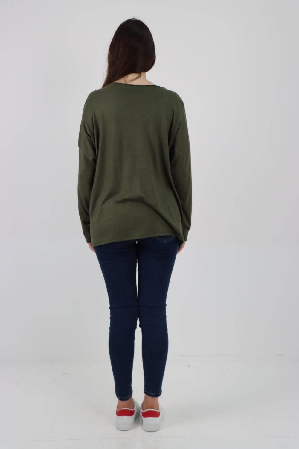 Italian Rhinestone Soft Knit Jumper: Khaki / One Size 12 to 14