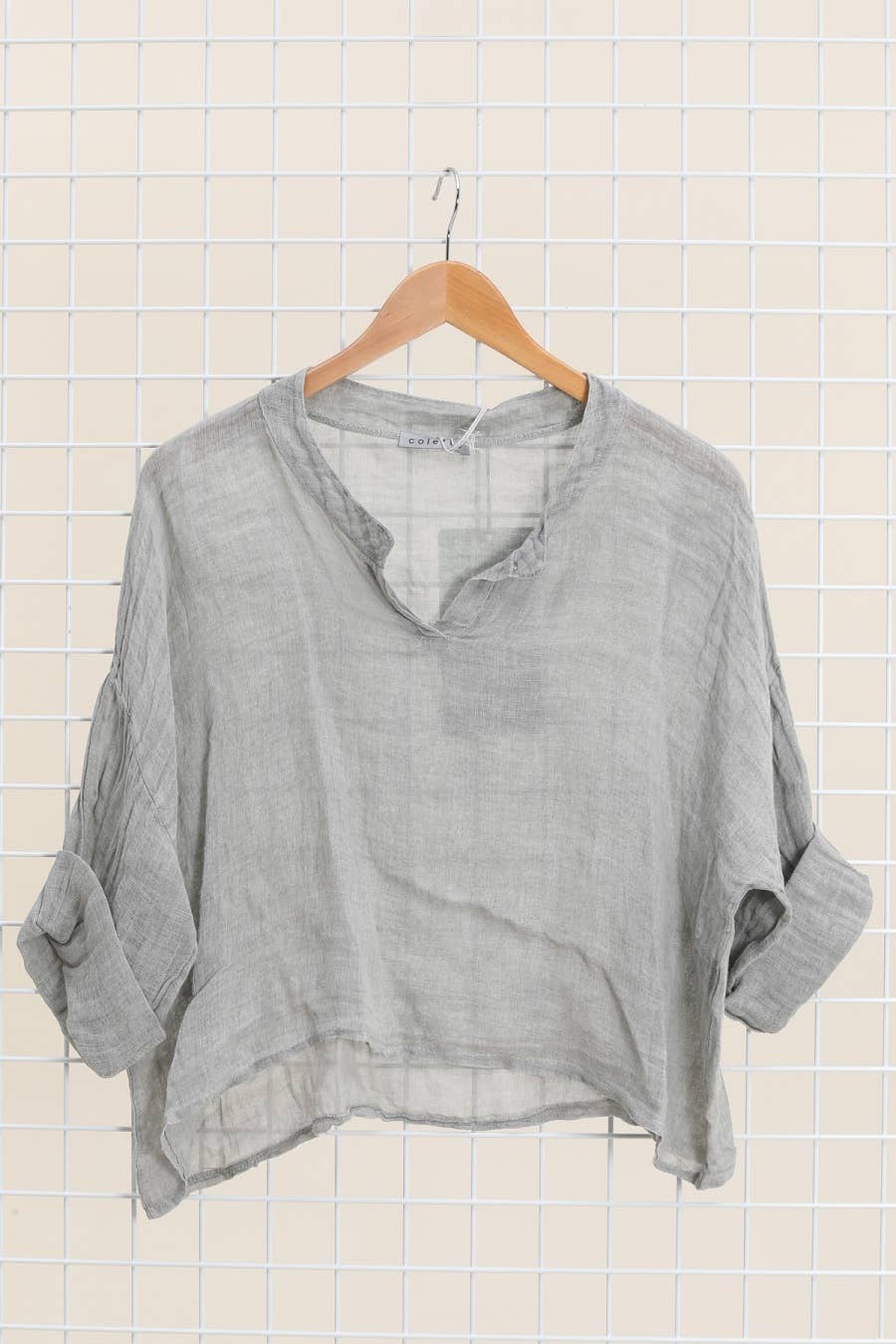 100% linen top in Grey- One size