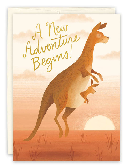 A New Adventure Begins Kangaroo Baby Card