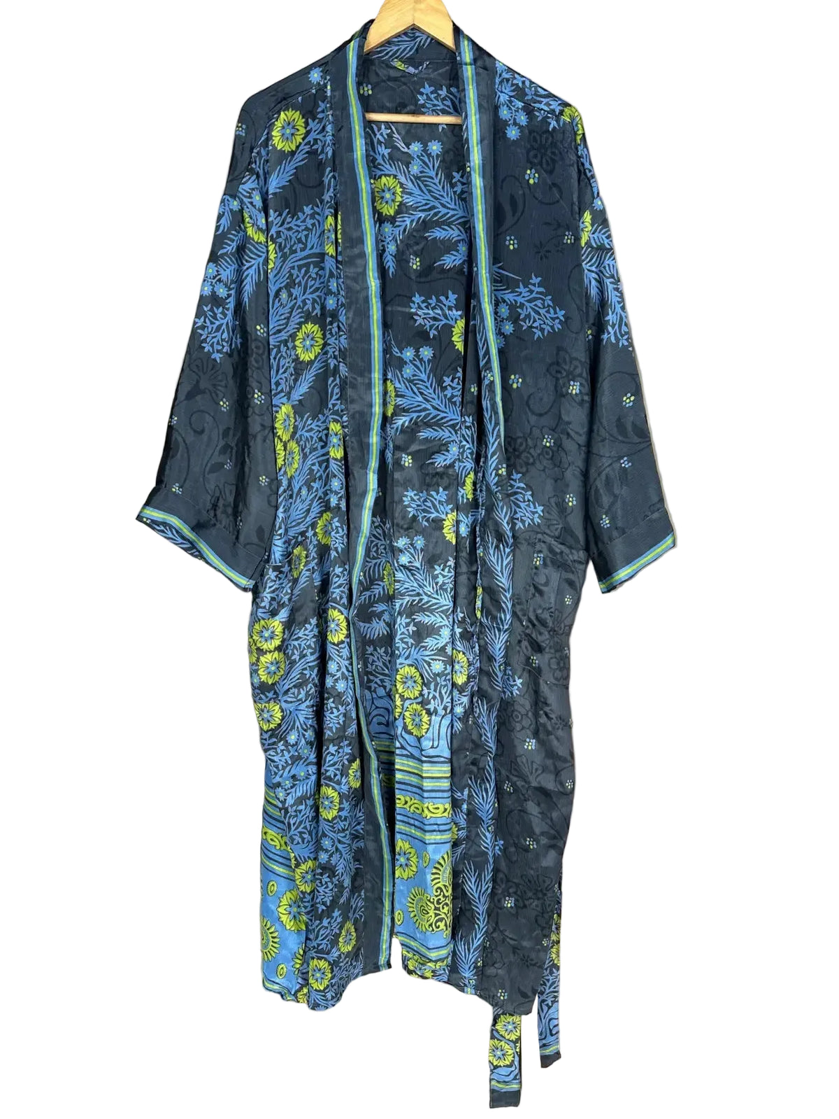 Vintage Crepe Silk Kimono Boho Robe Loungewear Beach Coverup