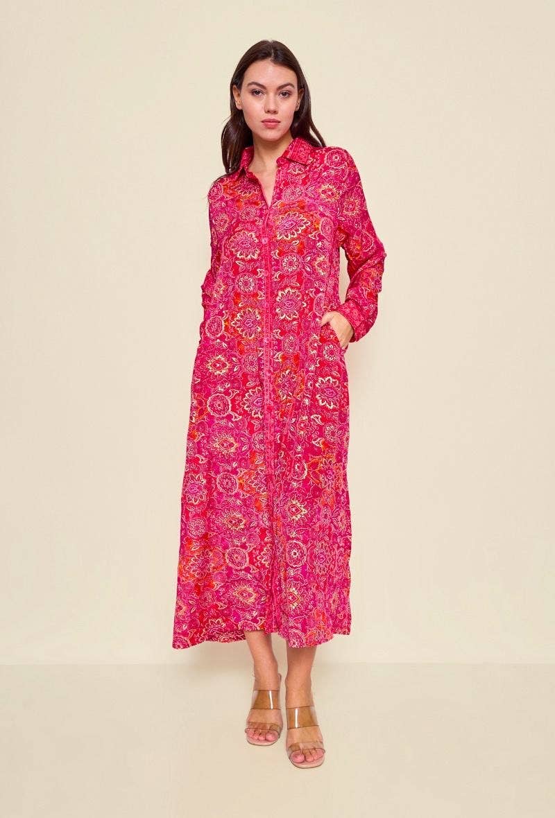 Long silk shirt dress -  One size