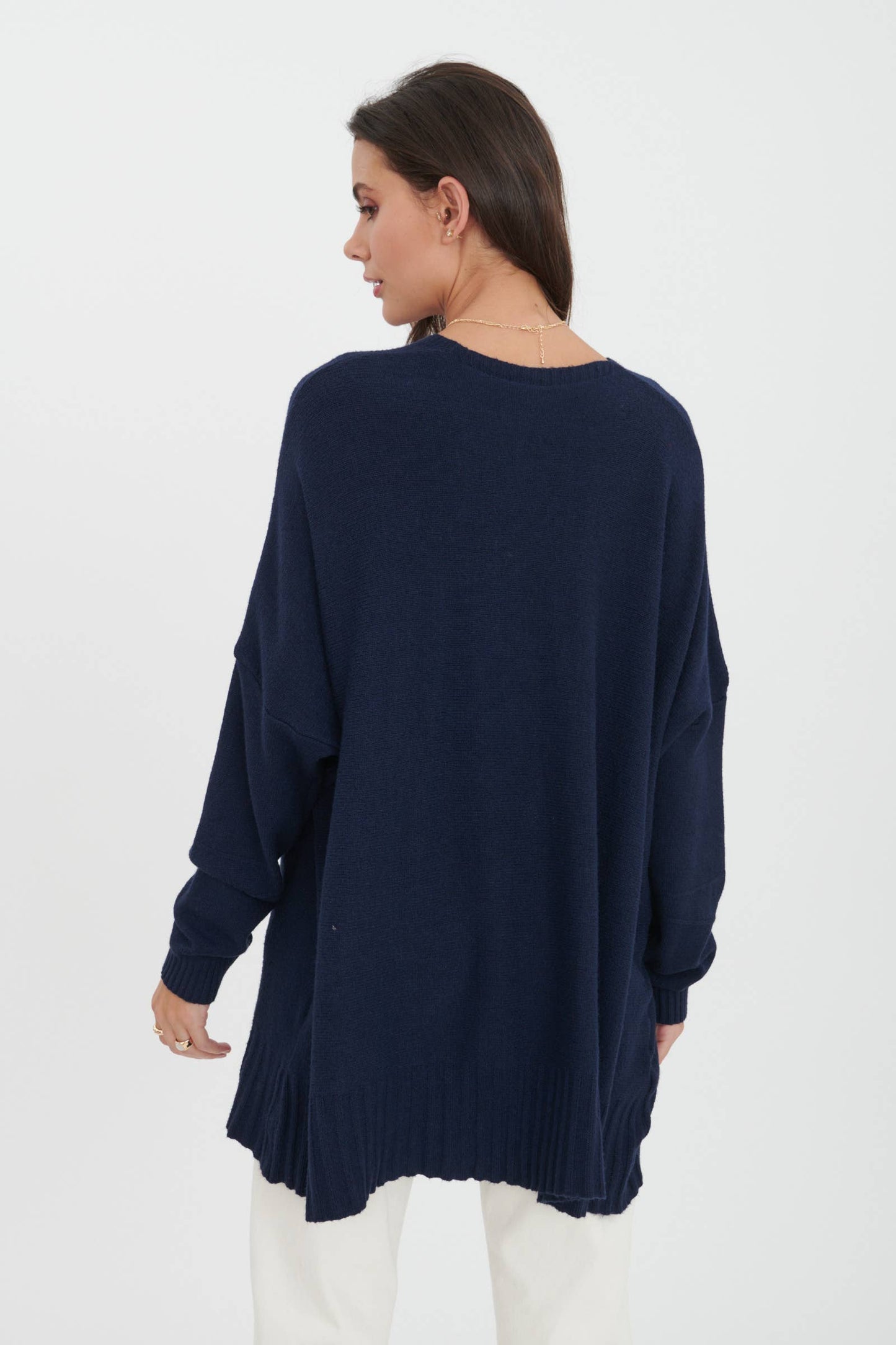 Italian V-neck sweater tunic in Green / One size