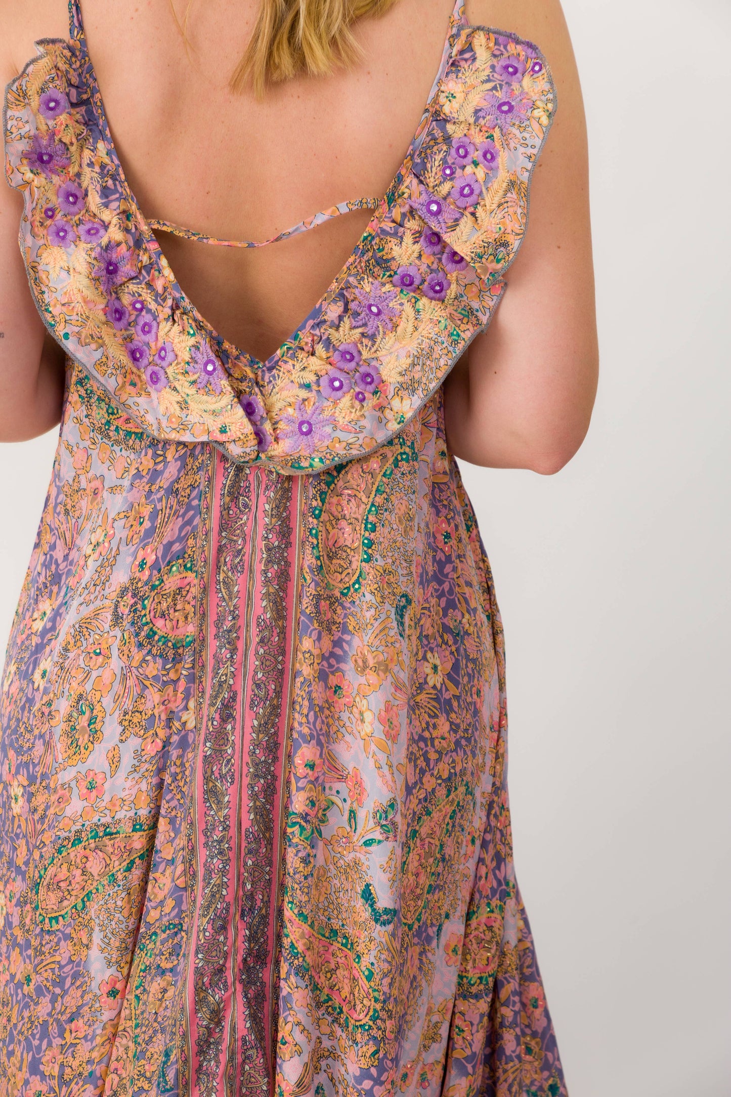 Bohemian silk dress-One size