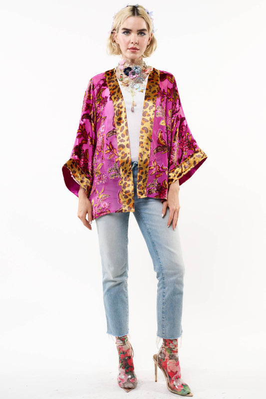 Holiday Jewels Kimono : Fuchsia / One Size