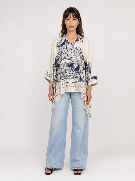 Fluid satin shirt : Navy