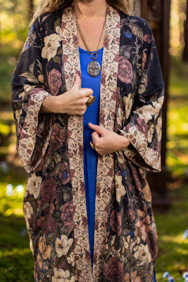 Lionheart Opera Duster w/ botanicals & Narnia inspired print