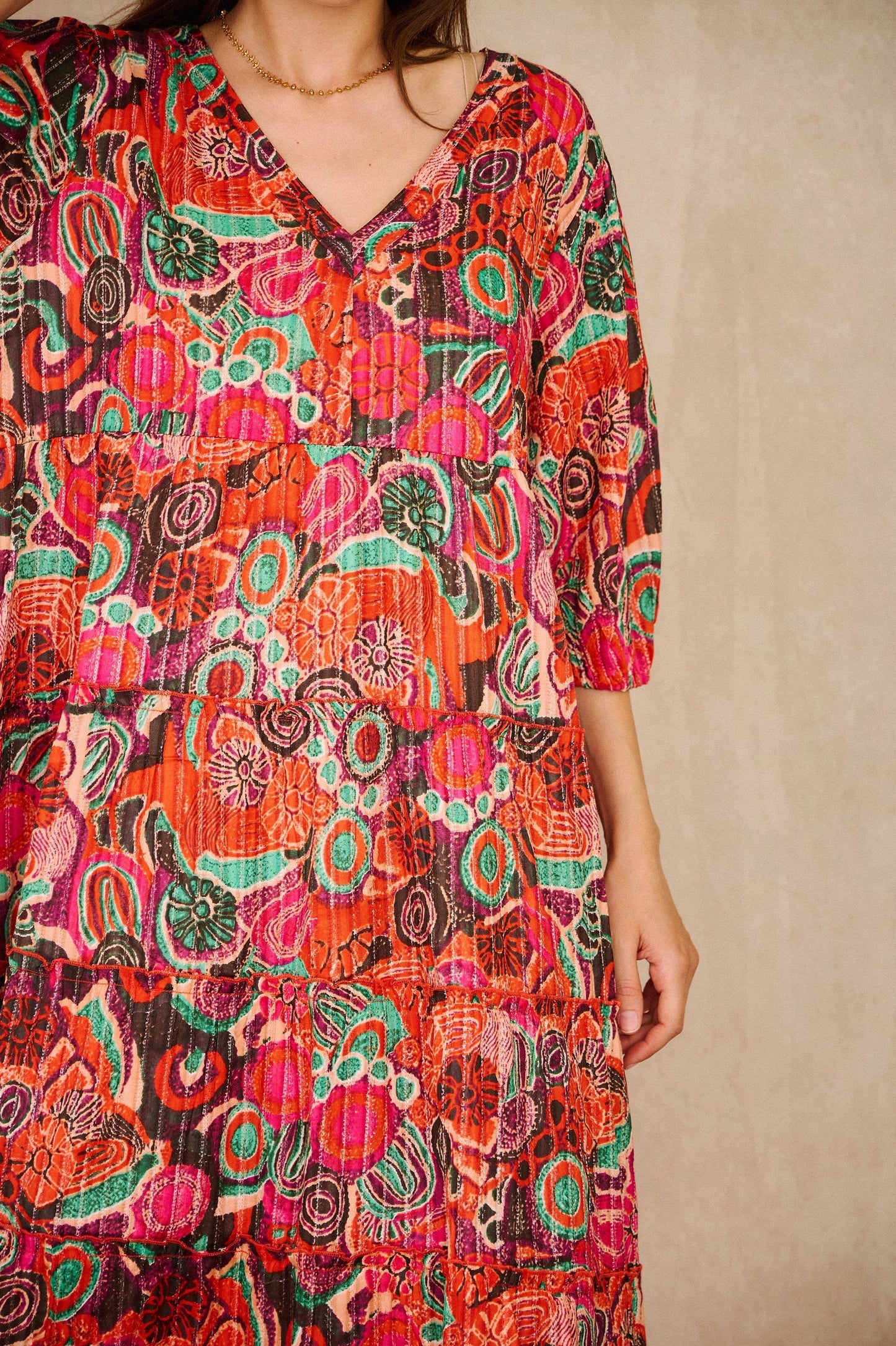 Patterned mid-length cotton dress