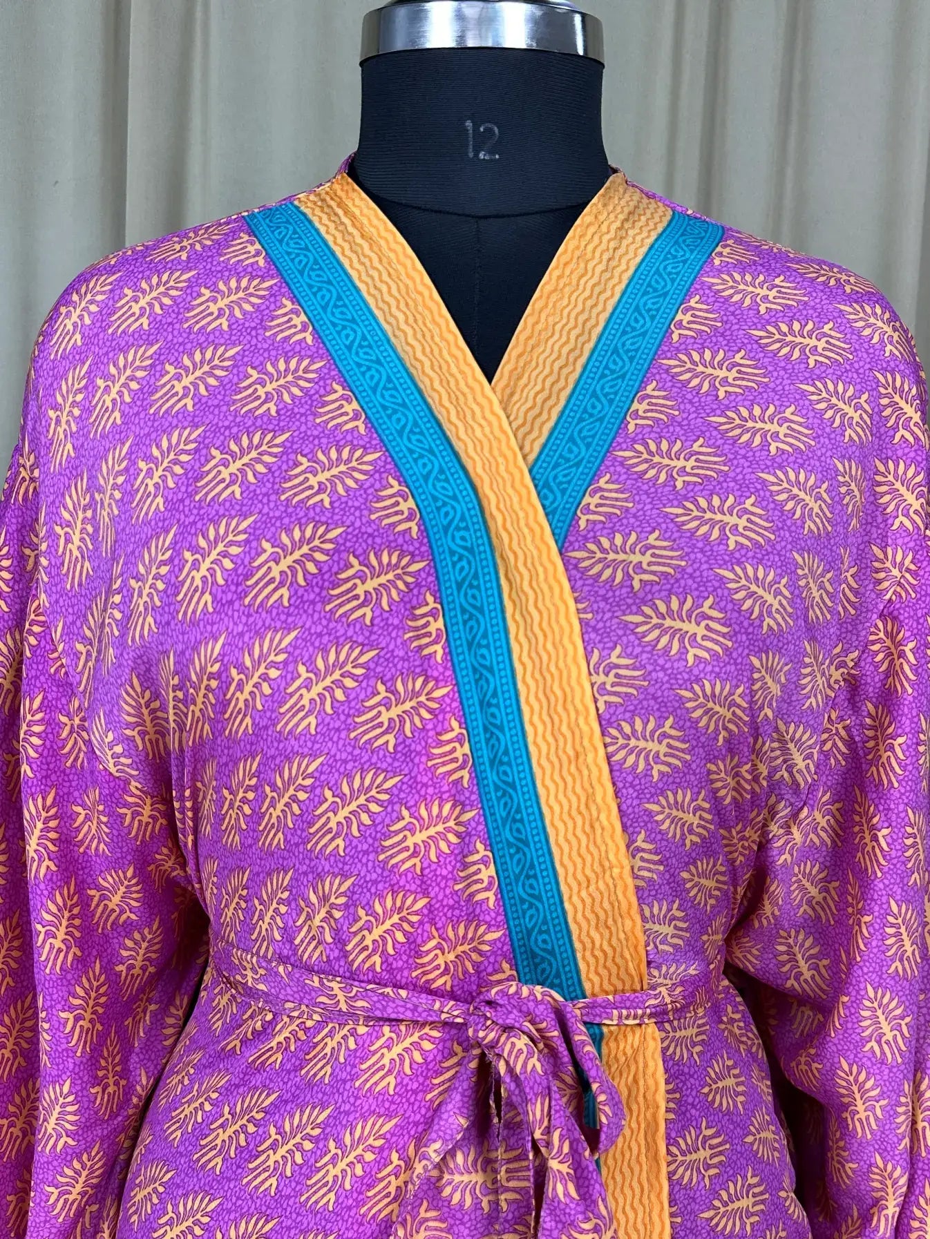 Boho Kimono House Robe Recycle Silk Beach Coverup - One Size