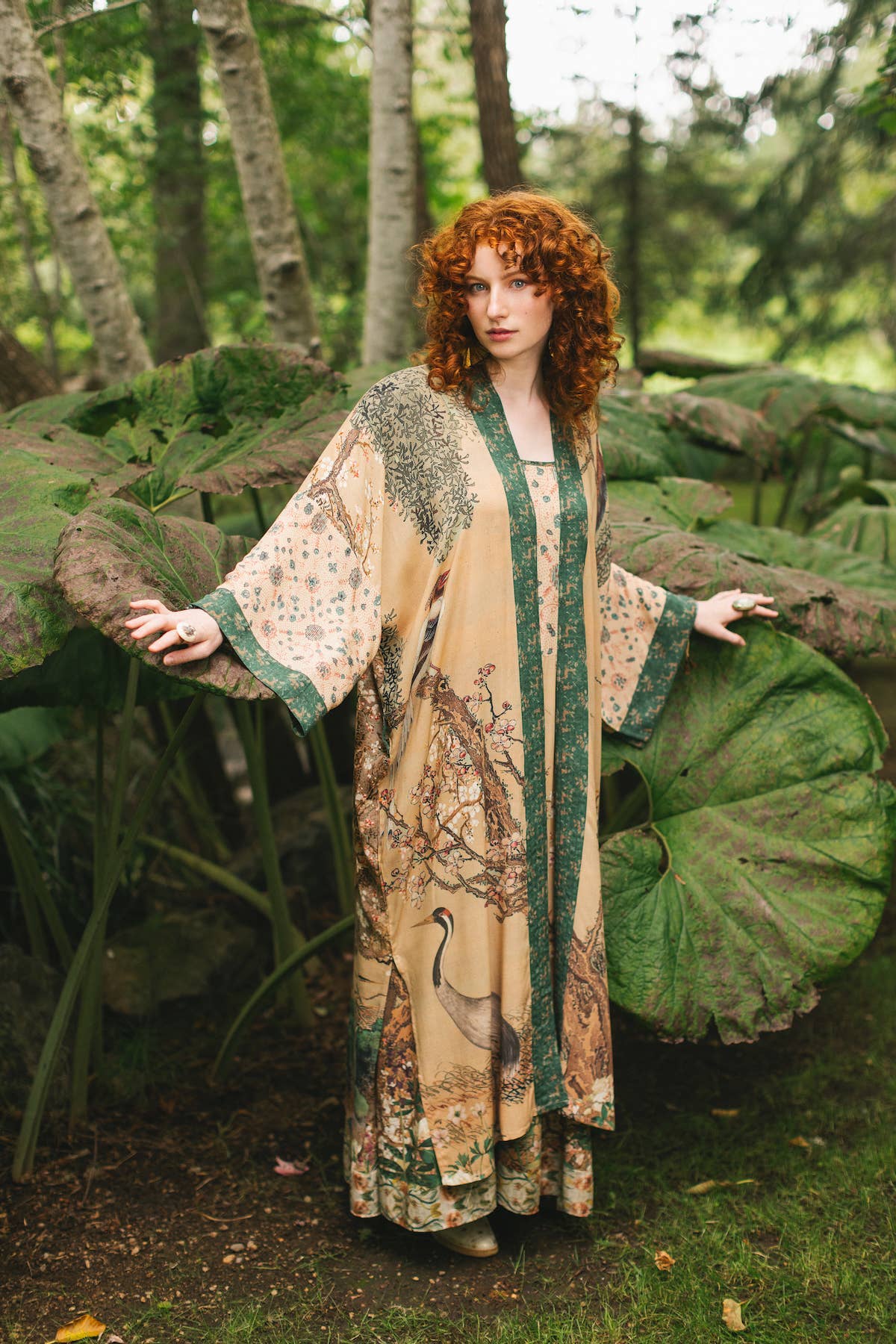 Fable Opera Duster Kimono Robe w/ Deer Moon & Blossom