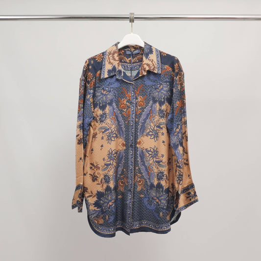 Fluid printed Viscose/Silk shirt with classic collar - Size M to L