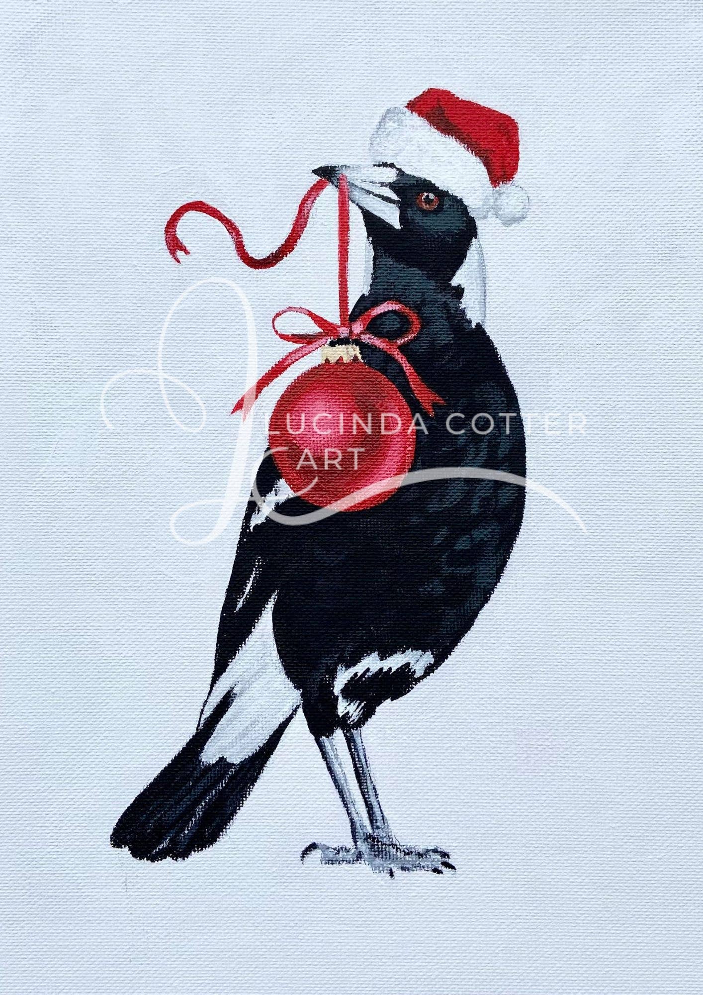 Christmas Magpie with Bauble Card