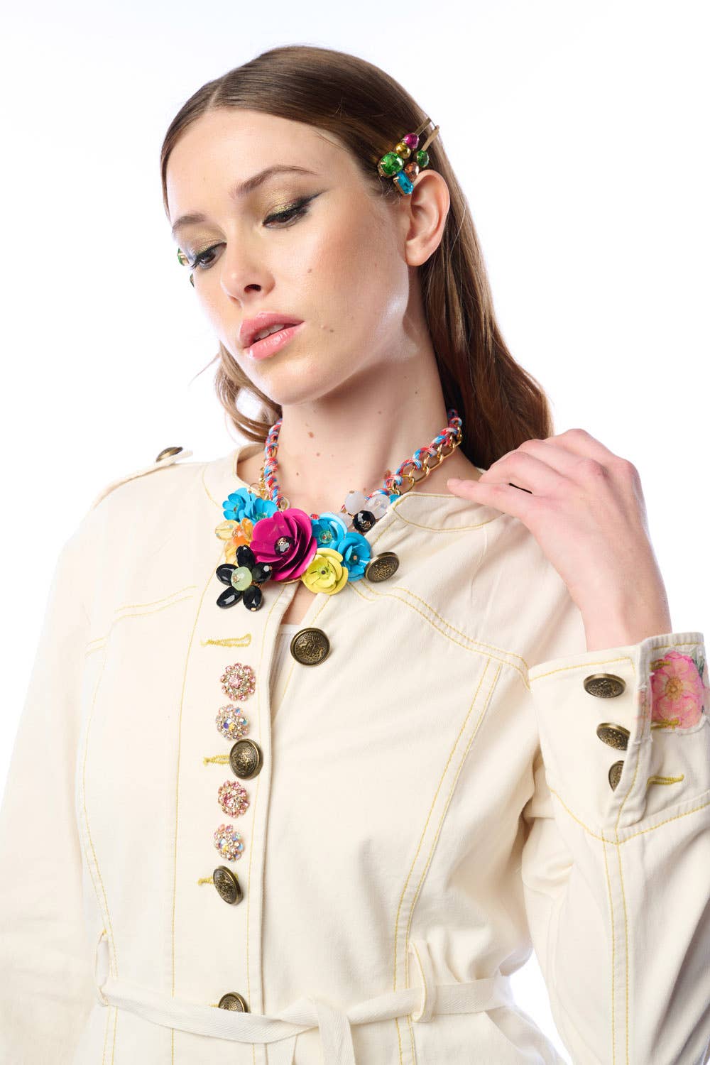 Cream Jacket With Lace Trim: Natural Ivory / Small
