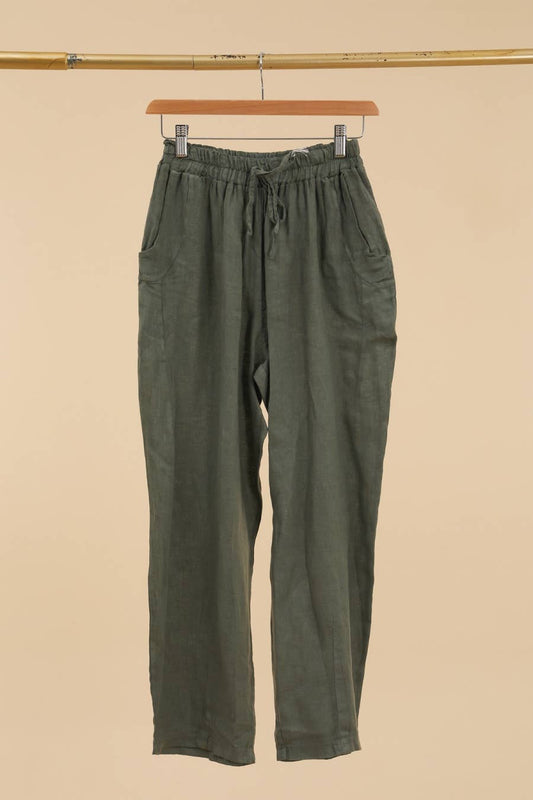 Made in Italy Linen trousers with pockets 100% linen: Persimmon Green
