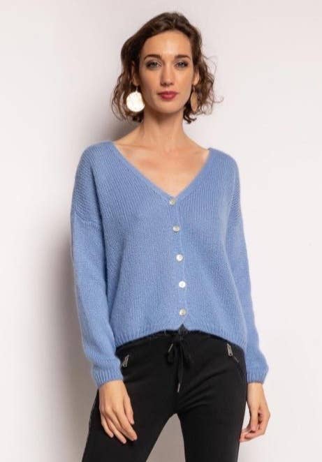 Italian Mohair Blend Cardigan Blue- One Size 8 to 14