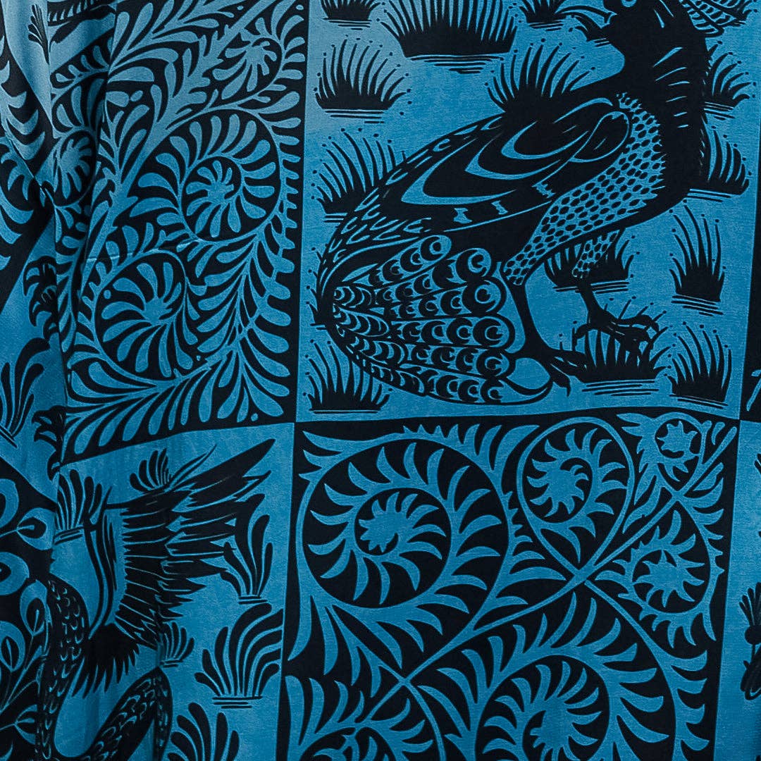 Birds & Beasts Teal & Black Short Kimono: One Size