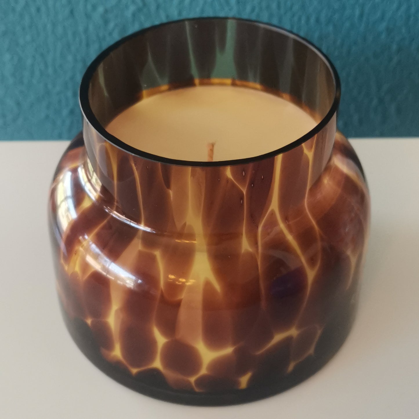 Leopard Glass Lamp Soy Candle in Cedar & Saffron