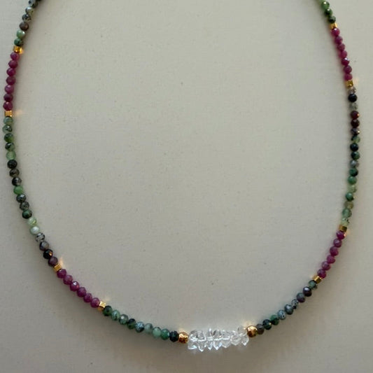 Sacred Flame — Ruby, Ruby Fuchsite & Herkimer Diamond Necklace, 18ct Gold Vermeil- My Archetype
