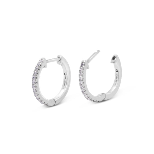 My Archetype White Zircon Mini Pave Huggies Sterling Silver Stud Earrings