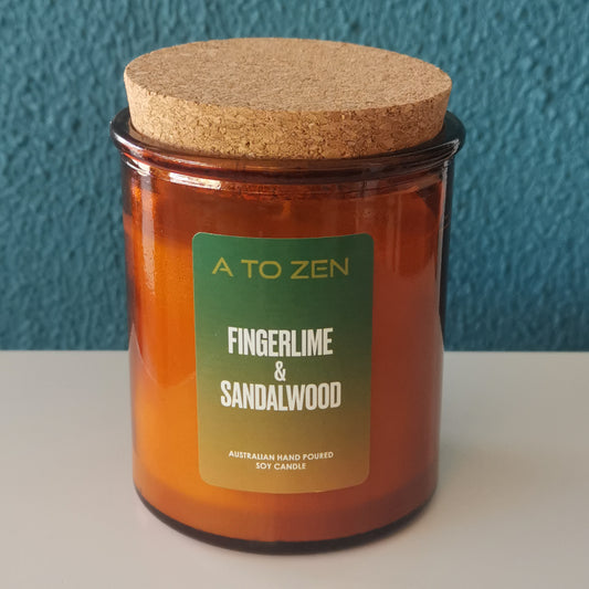 Fingerlime & Sandalwood Soy Candle -Medium