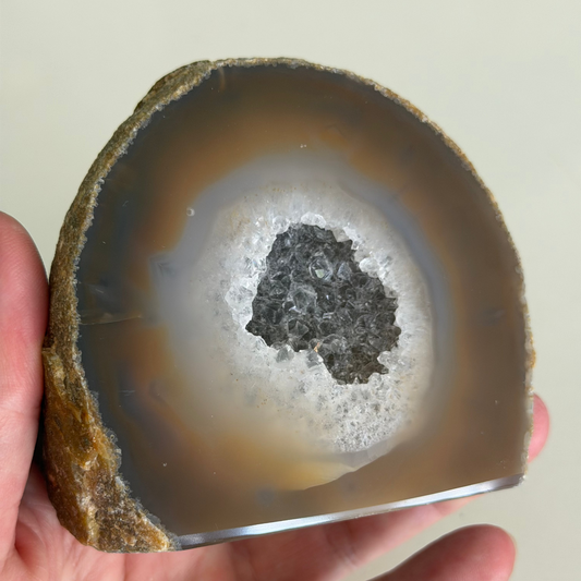 Agate (Natural Banded Agate with Quartz Druzy Core)